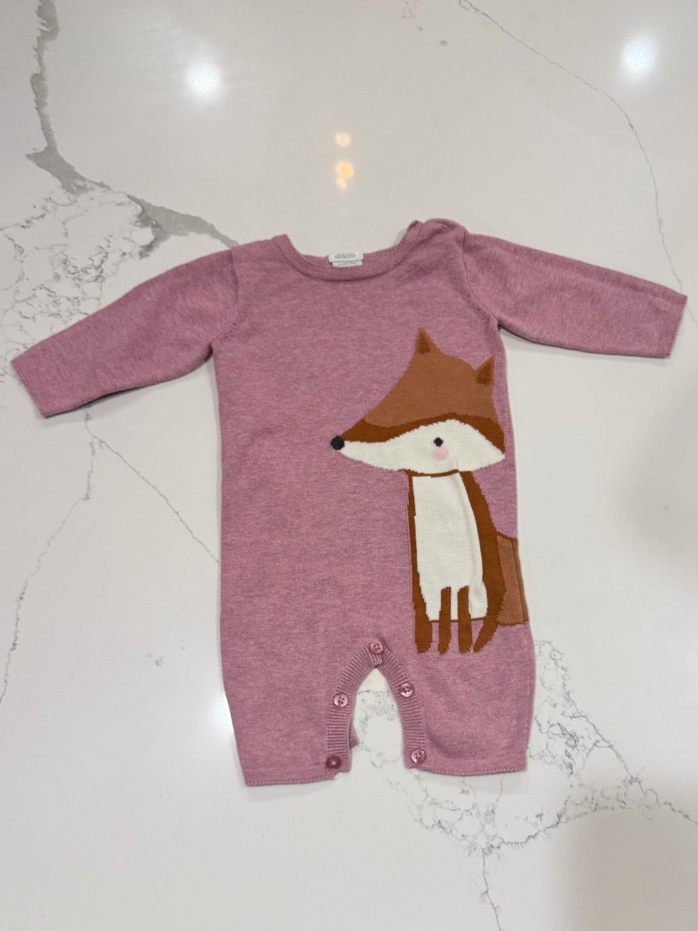 0-3 Months One Piece Pink Fox Sweater